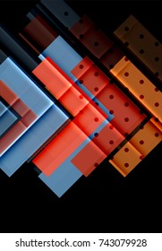 Color arrows on black background. Vector illustration