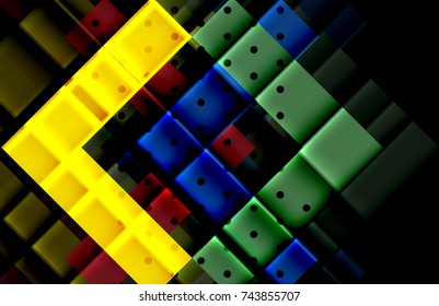 Color arrows on black background. Vector illustration