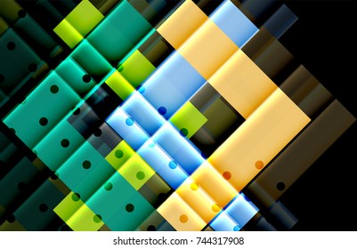 Color arrows on black background. Vector illustration