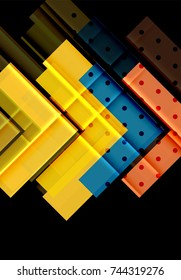 Color arrows on black background. Vector illustration