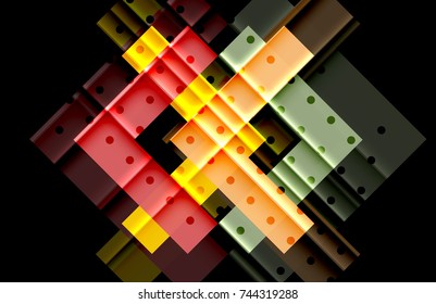 Color arrows on black background. Vector illustration