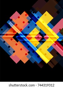 Color arrows on black background. Vector illustration