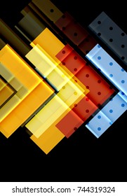 Flechas de color sobre fondo negro. Ilustración del vector