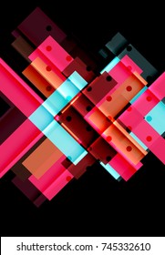 Color arrows on black background. Vector illustration