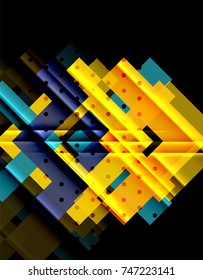 Farbpfeile auf schwarzem Hintergrund. Vektorgrafik