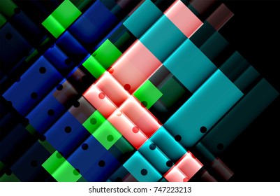 Color arrows on black background. Vector illustration