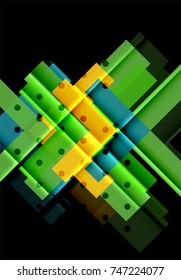 Flechas de color sobre fondo negro. Ilustración del vector