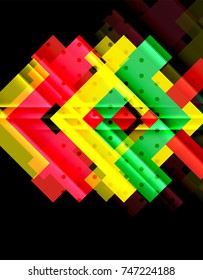 Color arrows on black background. Vector illustration