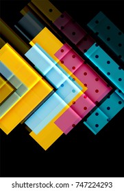 Color arrows on black background. Vector illustration