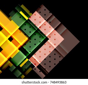 Color arrows on black background. Vector illustration