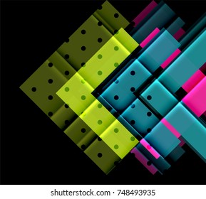 Color arrows on black background. Vector illustration