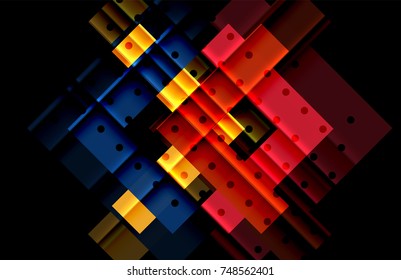 Setas coloridas no plano de fundo preto. Ilustração vetorial