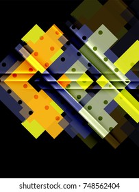 Flechas de color sobre fondo negro. Ilustración del vector