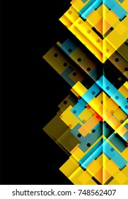 Flechas de color sobre fondo negro. Ilustración del vector