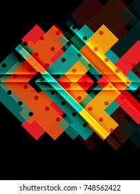 Flechas de color sobre fondo negro. Ilustración del vector