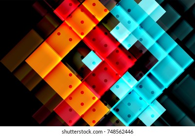 Flechas de color sobre fondo negro. Ilustración del vector