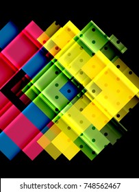 Flechas de color sobre fondo negro. Ilustración del vector