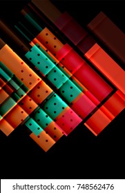 Flechas de color sobre fondo negro. Ilustración del vector