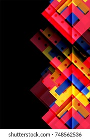 Color arrows on black background. Vector illustration