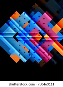 Color arrows on black background. Vector illustration