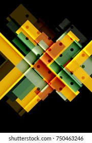 Flechas de color sobre fondo negro. Ilustración del vector