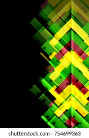 Color arrows on black background. Vector illustration