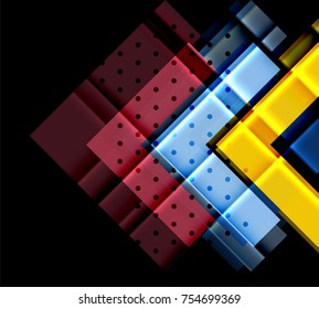 Color arrows on black background. Vector illustration