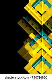 Color arrows on black background. Vector illustration