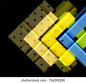 Flechas de color sobre fondo negro. Ilustración del vector