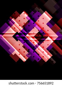 Color arrows on black background. Vector illustration
