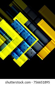 Color arrows on black background. Vector illustration