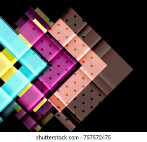 Flechas de color sobre fondo negro. Ilustración del vector