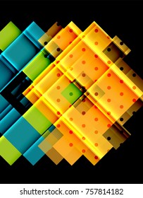 Flechas de color sobre fondo negro. Ilustración del vector
