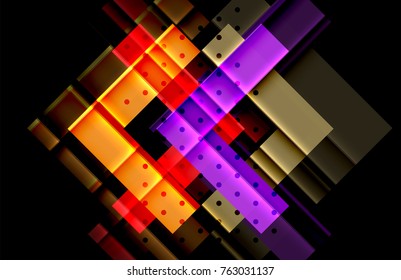 Flechas de color sobre fondo negro. Ilustración del vector