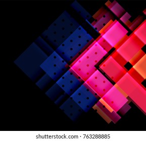 Color arrows on black background. Vector illustration