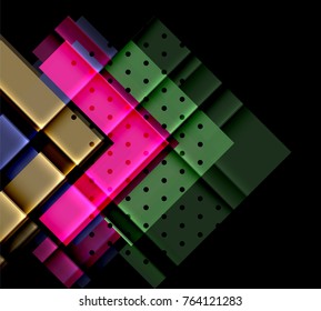 Color arrows on black background. Vector illustration