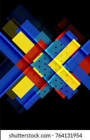Color arrows on black background. Vector illustration