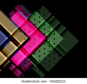 Flechas de color sobre fondo negro. Ilustración del vector