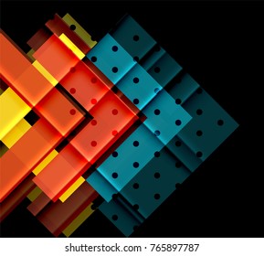 Color arrows on black background. Vector illustration