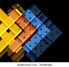 Color arrows on black background. Vector illustration
