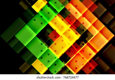 Color arrows on black background. Vector illustration