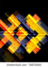 Color arrows on black background. Vector illustration