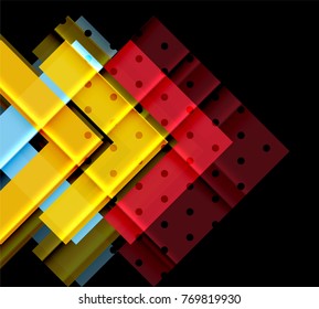 Color arrows on black background. Vector illustration
