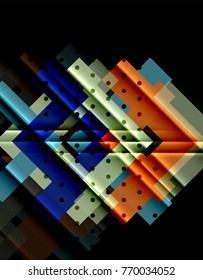 Color arrows on black background. Vector illustration