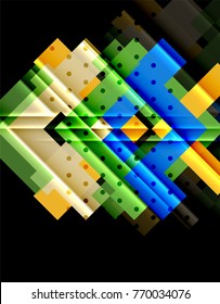 Color arrows on black background. Vector illustration