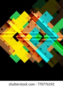 Flechas de color sobre fondo negro. Ilustración del vector
