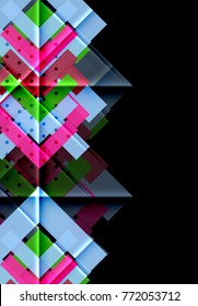 Flechas de color sobre fondo negro. Ilustración del vector