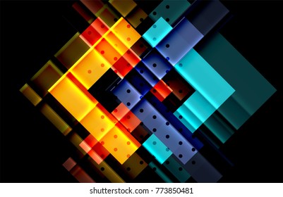 Color arrows on black background. Vector illustration