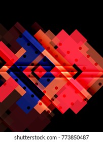 Flechas de color sobre fondo negro. Ilustración del vector