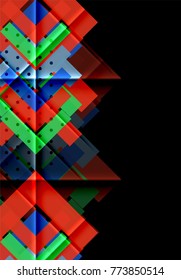 Flechas de color sobre fondo negro. Ilustración del vector